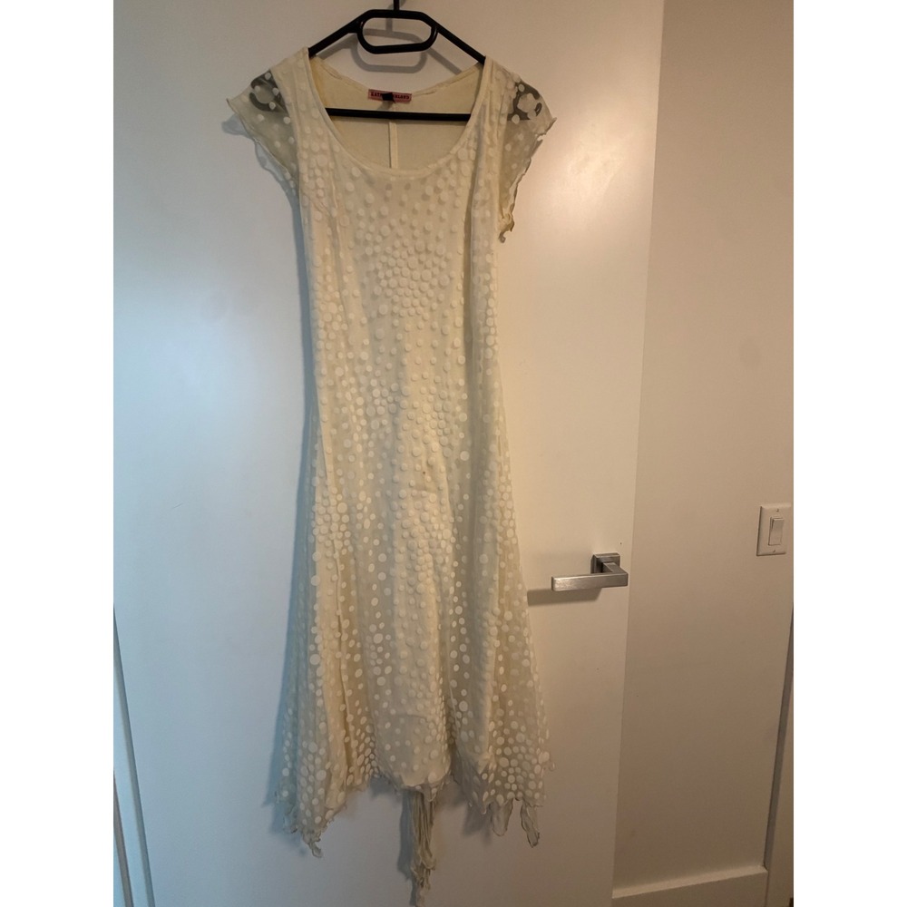 Katrin Leblond Vintage Y2K Sheer Polka Dot Maxi Dress Cream Bridal Size P/S
